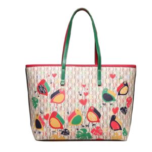 CHCH Women's Large Capacity Design Handbag Printed Pattern Zipper Style Shoulder Tote Bag