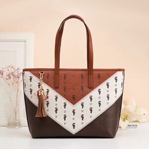 CHCH ladies tote bag handbag shoulder large capacity contrast color old flower fashion women's bag