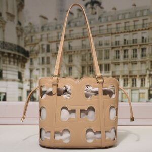 CHCH Women's fashion letter hollow design handbag shoulder bucket bag