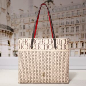 CHCH Women's Shoulder Bag Large Capacity Solid Color Letter Embossed Design Handbag