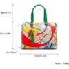 71612-AP-GREEN-2 Women's Handbag Women's Boston Bag Letter Print Casual Pillow Handbag