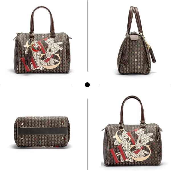 71612-FZ6-COFFEE-6 Women's Handbag Women's Boston Bag Letter Print Casual Pillow Handbag