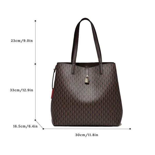 71801-5啡-Coffee-2 Women's Large Capacity Letter Print Handbag/Shoulder Bag