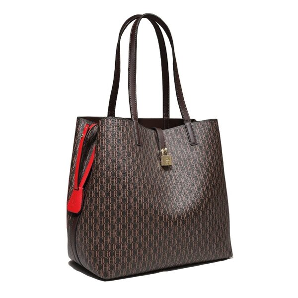 71801-5啡-Coffee-6 Women's Large Capacity Letter Print Handbag/Shoulder Bag