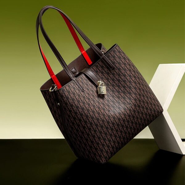 71801-5啡-Coffee-7 Women's Large Capacity Letter Print Handbag/Shoulder Bag