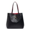 71801-M0144黑_红-Black Red-1 Women's Large Capacity Letter Print Handbag/Shoulder Bag