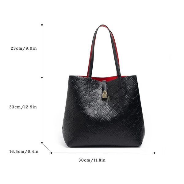 71801-M0144黑_红-Black Red-2 Women's Large Capacity Letter Print Handbag/Shoulder Bag