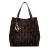 FZD002-Coffee-1 Women's Large Capacity Fly Woven Letter Print Handbag