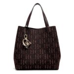 Women's Large Capacity Fly Woven Letter Print Handbag