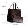 FZD002-Coffee-10 Women's Large Capacity Fly Woven Letter Print Handbag