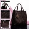 FZD002-Coffee-3 Women's Large Capacity Fly Woven Letter Print Handbag