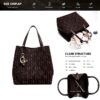 FZD002-Coffee-4 Women's Large Capacity Fly Woven Letter Print Handbag