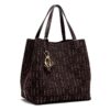 FZD002-Coffee-8 Women's Large Capacity Fly Woven Letter Print Handbag