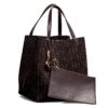 FZD002-Coffee-9 Women's Large Capacity Fly Woven Letter Print Handbag