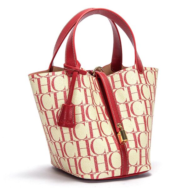 SD007-Red-1 Women's Large Capacity Letter Print Handbag