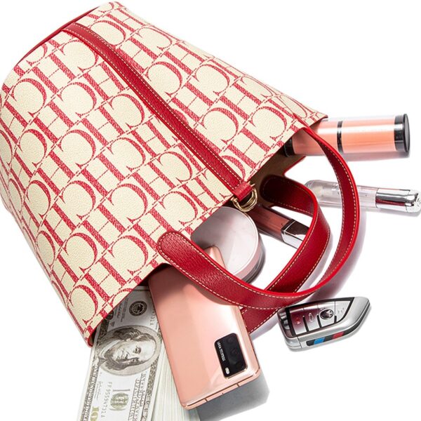 SD007-Red-4 Women's Large Capacity Letter Print Handbag