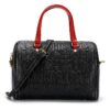 STD01_Black Women's Letter Handbag, Large Capacity Boston Bag