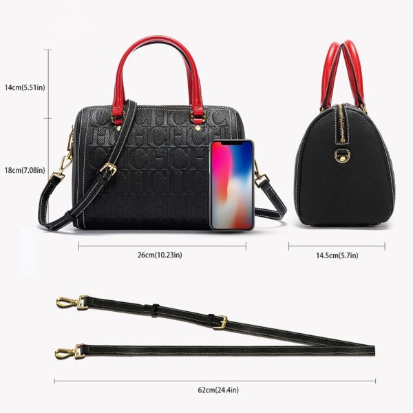 STD02_Black Women's Letter Handbag, Large Capacity Boston Bag