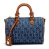 ZTB002_Brown-Blue-1 Women's Denim Letter Tote Bag Shopping Boston Bag