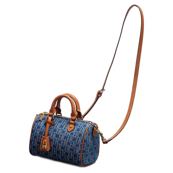 ZTB002_Brown-Blue-10 Women's Denim Letter Tote Bag Shopping Boston Bag