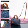 ZTB002_Brown-Blue-4 Women's Denim Letter Tote Bag Shopping Boston Bag