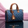 ZTB002_Brown-Blue-6 Women's Denim Letter Tote Bag Shopping Boston Bag
