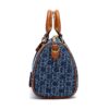 ZTB002_Brown-Blue-7 Women's Denim Letter Tote Bag Shopping Boston Bag