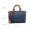 ZTB002_Brown-Blue-9 Women's Denim Letter Tote Bag Shopping Boston Bag