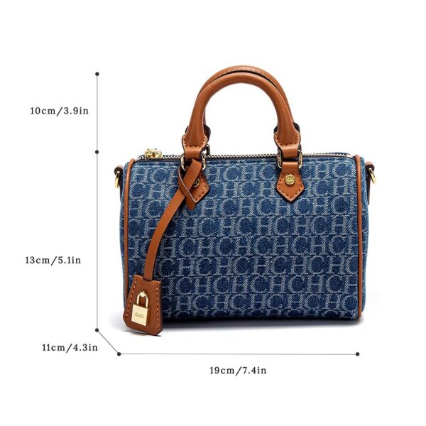 ZTB002_Brown-Blue-9 Women's Denim Letter Tote Bag Shopping Boston Bag