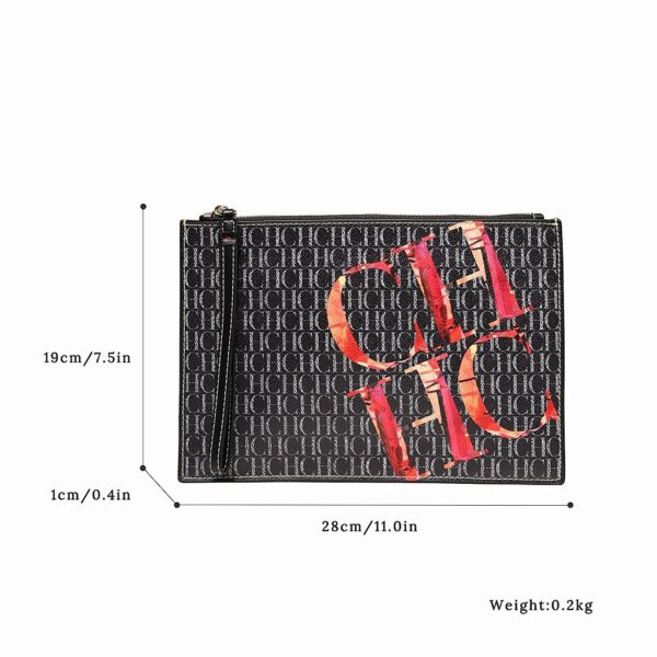 1364_R2_ BLACK2 Envelope‑Style Wristlet Clutch & Large Capacity Pouch