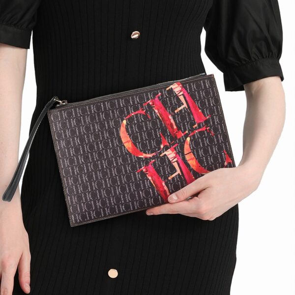 1364_R2_ BLACK5 Envelope‑Style Wristlet Clutch & Large Capacity Pouch