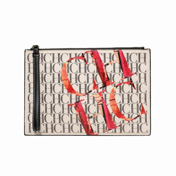 1364_R_BEIGE1 Envelope‑Style Wristlet Clutch & Large Capacity Pouch