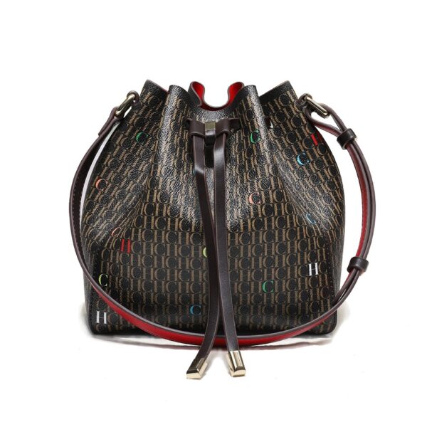 Women's Letter Print Shoulder BagCrossbody Bag Drawstring Bucket Bag