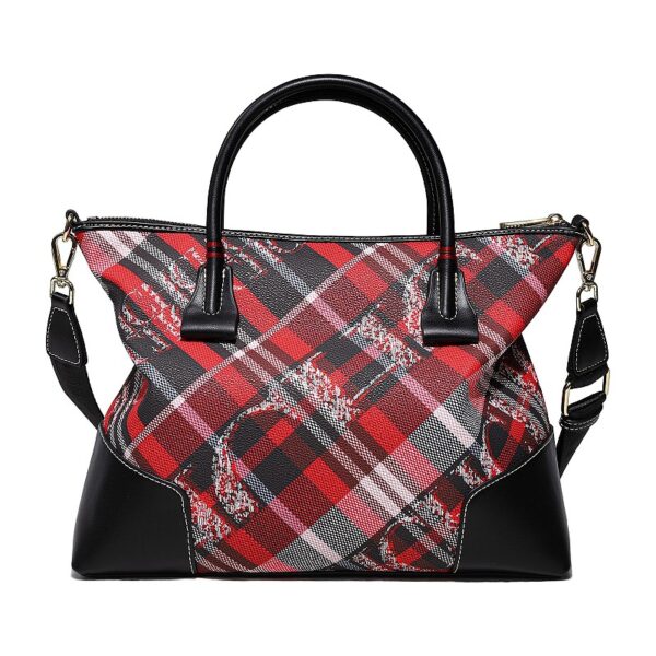 240442-YB16-Red 4 women's large-capacity check handbag, shoulder bag, or crossbody bag