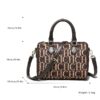 240447-Coffee 2 Women's Fashion Letter Fly Woven Handbag Boston Bag