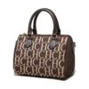240447-Coffee 3 Women's Fashion Letter Fly Woven Handbag Boston Bag