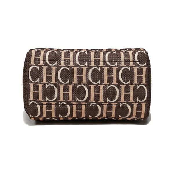 240447-Coffee 4 Women's Fashion Letter Fly Woven Handbag Boston Bag