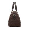 240447-Coffee 5 Women's Fashion Letter Fly Woven Handbag Boston Bag