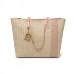 Women's letter jacquard handbag, stylish large-capacity tote bag