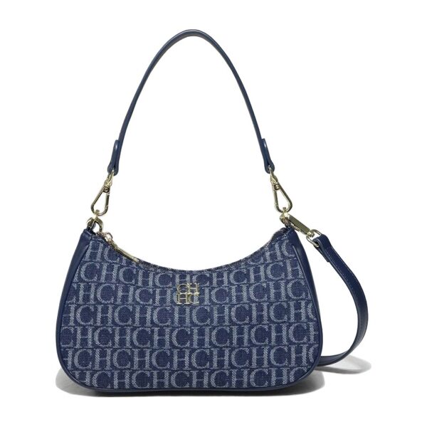 2618-Deep Blue-1 Women's Multifunctional Large Capacity Denim Letter Print Tote Bag Shopping Bag