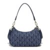 2618-Deep Blue-4 Women's Multifunctional Large Capacity Denim Letter Print Tote Bag Shopping Bag