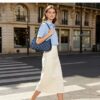 2618-Deep Blue-7 Women's Multifunctional Large Capacity Denim Letter Print Tote Bag Shopping Bag
