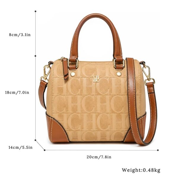 2632-Beige-2 Women's letter jacquard small tote bag, Boston bag