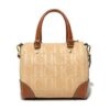 2632-Beige-4 Women's letter jacquard small tote bag, Boston bag