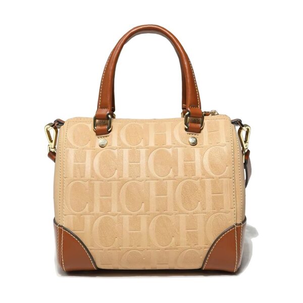 2632-Beige-4 Women's letter jacquard small tote bag, Boston bag