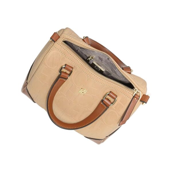 2632-Beige-6 Women's letter jacquard small tote bag, Boston bag