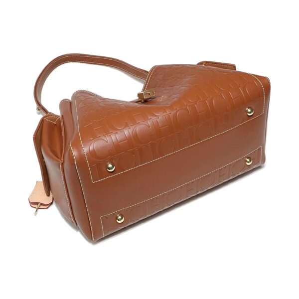 2635-Brown-5 Women's large-capacity handbag, letter-embossed shoulder bag