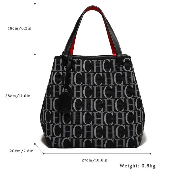 Black- 02 Women's Large Capacity Fly Knitted Handbag
