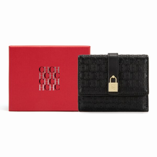 CA10-Black-6 Z-Fold Monogram Trifold Wallet